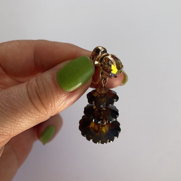 Flying Saucers AB Crystals Glass Disc Earrings - Picture 7 of 16